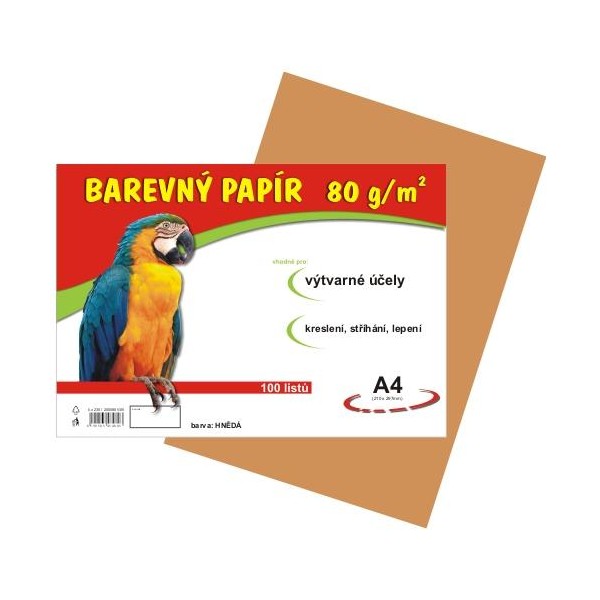 Farebný papier, A4, 80g, hnedý, 100ks