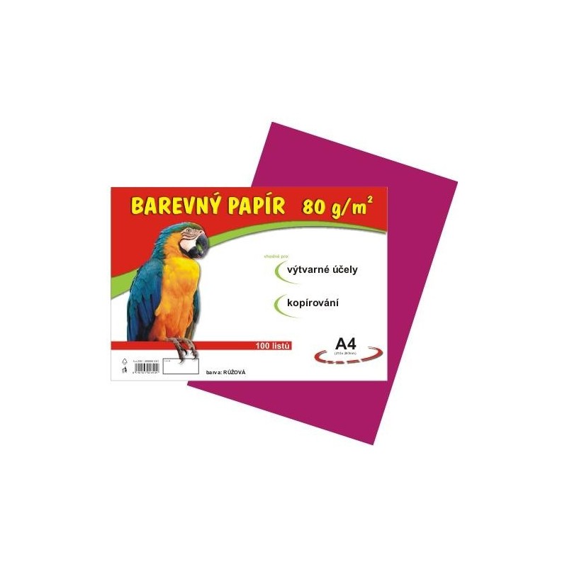 Farebný papier, A4, 80g, ružový, 100ks