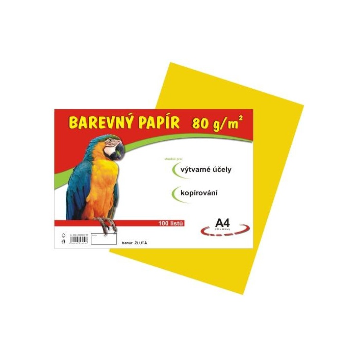 Farebný papier, A4, 80g, žltý, 100ks