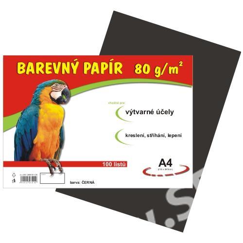Farebný papier, A4, 80g, čierny, 100ks