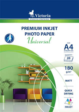 Fotopapier A4, 180g, VICTORIA, matný, 20ks