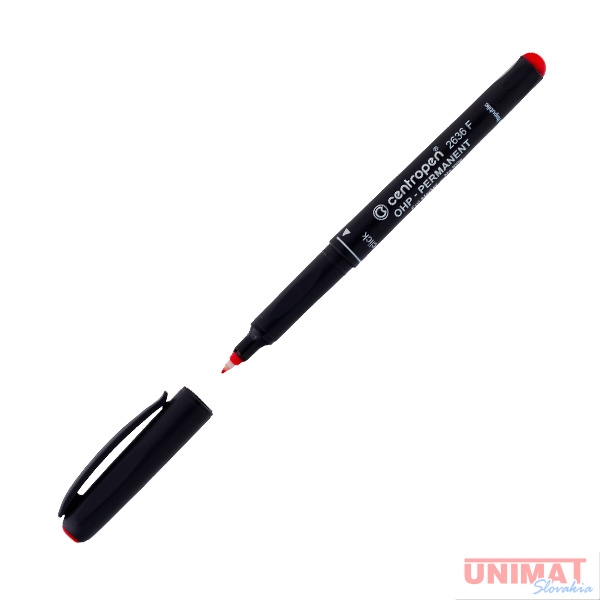 Popisovač Centropen 2636, 0,6mm, F červený, na fólie