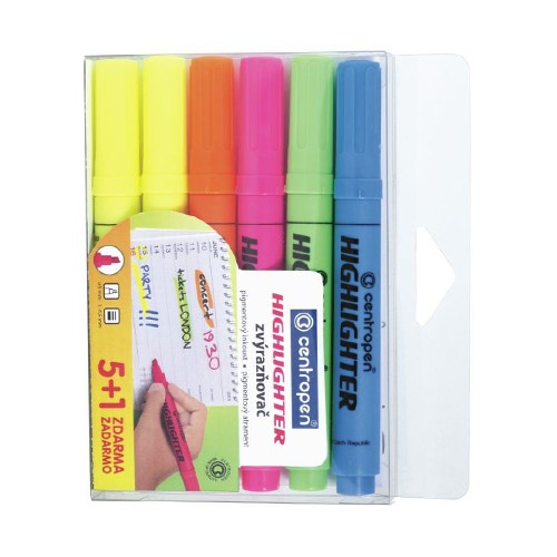Zvýrazňovač Centropen 8552, 1-4,6mm, 5+1ks