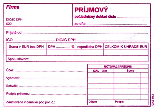 Príjmový pokladničný doklad  A6 samoprepis