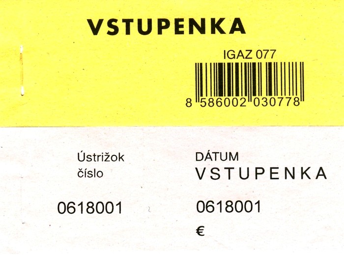 Vstupenka dvojdielna číslovaná, 100ks