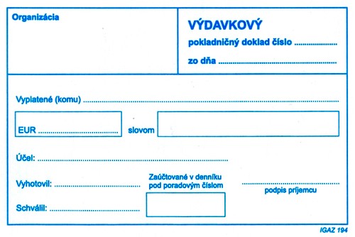 Vydav.pokl doklad obyč.bez DPH 100l