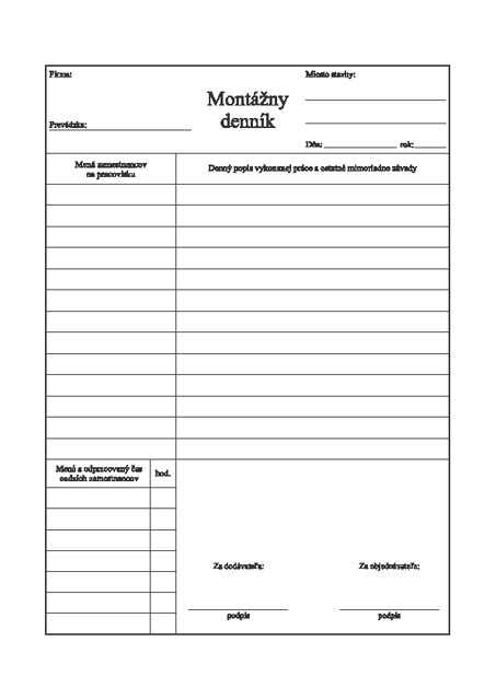 Montažný denník A4 -samoprepis 100l