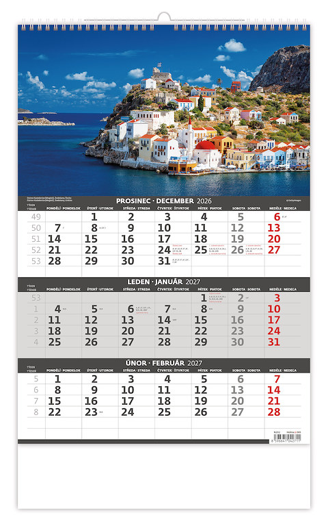 Kalendar nástenny trojmesačný  Pobrežie 2027