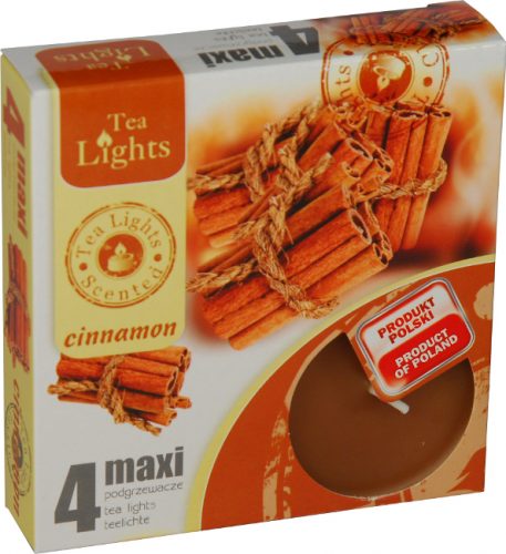 Sviečka čajová  MAXI, 4ks, cinnamon