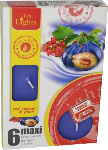 Sviečka čajová  MAXI, 6ks, red currant, plum