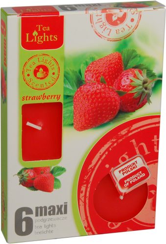 Sviečka čajová  MAXI, 6ks, strawberry