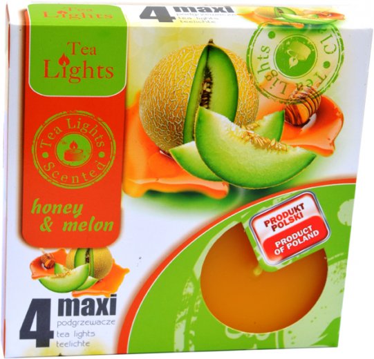 Sviečka čajová  MAXI, 4ks,  med-melon